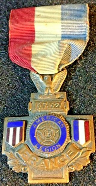 Vintage American Legion France 1917 - 1927 Convention Pinback Badge