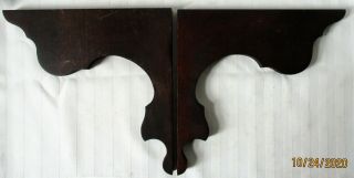 Fluted Pair Antique Victorian Walnut Corbels Shelf Brackets 10 1/2 " X 10 1/4 "