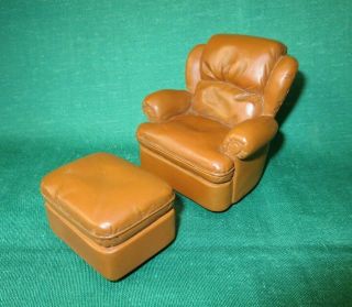 Take A Seat Raine Brown Dollhouse Chair & Ottoman Leather Look 1999 24002