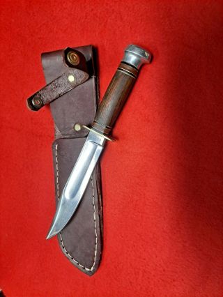 Vintage Marbles Gladstone,  Mich.  Fighting Hunting Knife W/ Custome Leather.