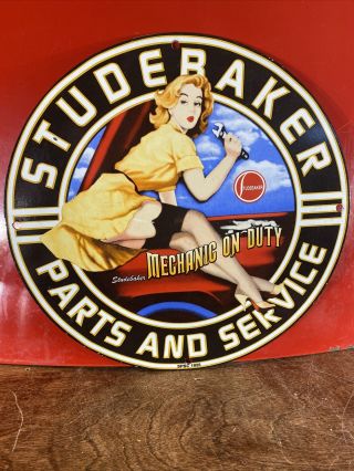 1955 Vintage Style  Studebaker  Heavy Porcelain Sign 12 Inch Sales & Service