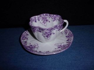Vintage Shelley Fine Bone China Dainty Mauve Purple Teacup Tea Cup And Saucer