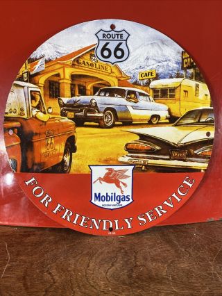 Ir - 56 Vintage Style " Mobilgas  Route 66 Gas & Oil Plate Porcelain Sign 12 In.