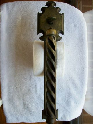 Vintage Brass Exterior Entry Door Pull Handle Twisted Thumb Latch 15 Inches