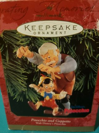 1999 Hallmark Keepsake Christmas Ornament Disney Pinocchio & Geppetto