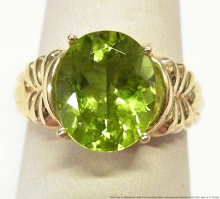 Vintage 3.  50ct Gem Quality Peridot Solid Gold Ring Ladies Solitaire Birthstone 6