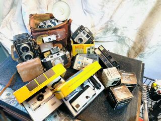 Vintage Camera Bundle Kodak,  Mimya,  Cannon And More.  All Pictured Are