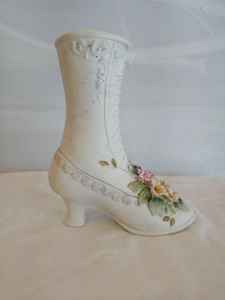 Vintage Lefton China Porcelain Shoe 3d Floral Victorian Hand Painted