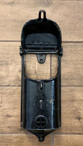 Vintage Griswold Black Cast Iron Wall Mount Mailbox 353 361 Antique 3