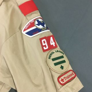 Vintage Boy Scouts Patrol Leader Button Down Shirt Short Sleeve Size Large Patch 3