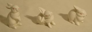 Vintage Set Of 3 White Bunny Rabbits Figurines By Goebel West Germany