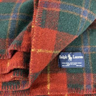 Vintage Ralph Lauren Plaid Blanket 90x90 Wool Tartan Made Usa King Size