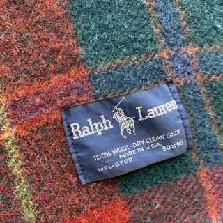 Vintage Ralph Lauren Plaid Blanket 90x90 Wool Tartan Made USA King Size 3
