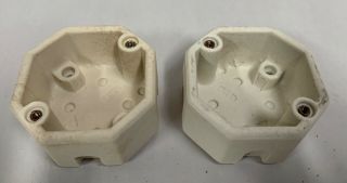 " 2 " Vtg Antique Octagon Porcelain Ceramic Electric Electrical Box (a5)