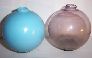 2 Vintage Lightning Rod Bulbs Collectible Architectural,  Amethyst Robin Egg Blue