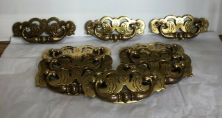10 Vintage Brass Decorative Drawer Handles/pulls 4 1/4 " Center Kbc 2 Detail