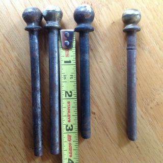4 Vintage Hinge Pins Cannon Ball Top Door Hinge Hardware - 3 5/8 ",  3 1/8 "