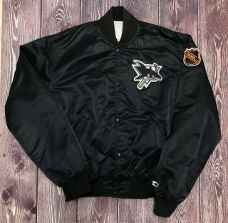 Vintage Starter Nhl San Jose Sharks Black Satin Jacket Size Xl