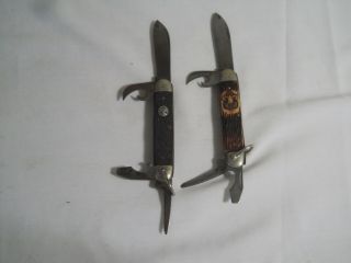 2 Vintage Boy Scout Fold Out Pocket Knives Knife Ulster U.  S.  A.  & Imperial Pro.