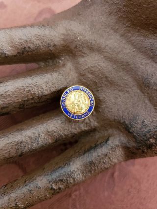 Vintage Gold Tone Enamel Disabled American Veterans Button Stud Lapel Pin