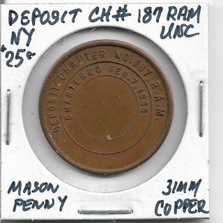 Mason Penny: Deposit Ch 187,  York,  31mm Copper,  Uncirculated
