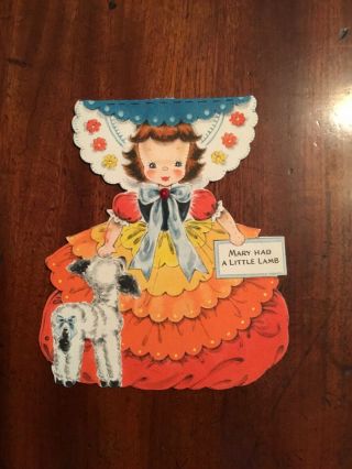 Vintage 1947 Hallmark Card " Mary Had A Little Lamb " - " Land Of Make Believe "