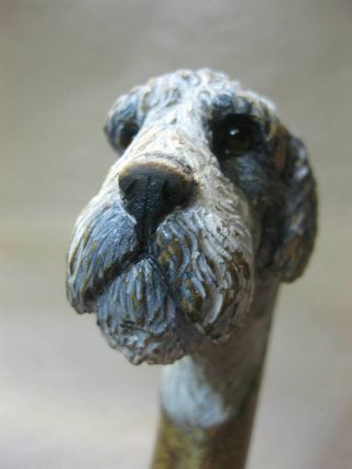 Wolf Hound Vintage Carved Wood Handle For Walking Stick Glass Eyes Dog