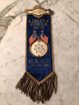 Vintage Society Fraternal Ribbon Badge Pin United Ancient Order Of Druids