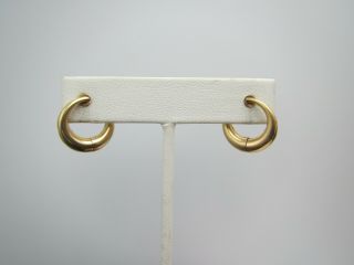 Vintage Hoop Earrings 14k Yellow Gold Twist Style Clip On Compression Earrings