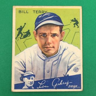 1934 Goudey Card 21 Bill Terry York Giants Hof Vintage Vtg,  / - Vgex