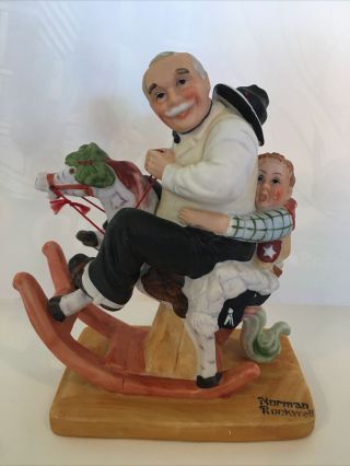 Norman Rockwell Porcelain Figurine Gramps At The Reins Danbury 1980 E.  C.  6”h
