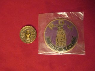 Vtg.  1980 Royal Order Of Jesters Roj National Court Coin & Metal Adhesive Emblem