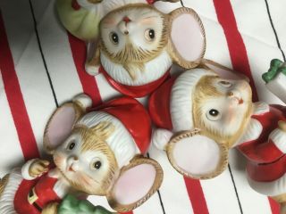 Homco Christmas Santa Mice Figurines Vintage Ceramic Mouse Trio 5405 Tree Gifts