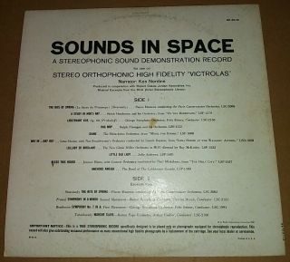 Sounds In Space LP 1958 RCA Victor Lena Horne Glenn Miller Ken Nordine VG, 2