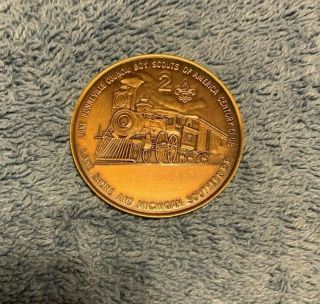 Bsa Boy Scout Train Coin 2,  Lake Bonneville Council,  Fos Century Club Donation