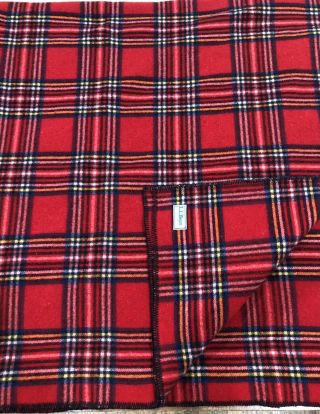 Vintage Ll Bean Freeport Maine Red Black Yellow Tartan Plaid Wool Blanket 80x90