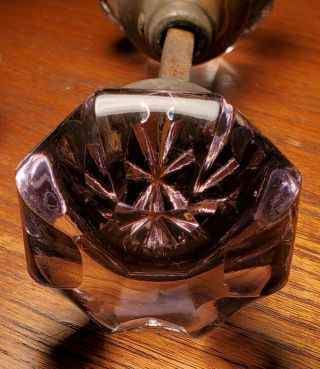 Lovely Old Set Of 2 Antique Glass Door Knobs Crystal One Purple With Hardware