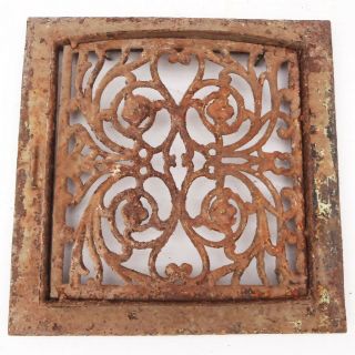 12½ X 12½ Antique Victorian Ornate Cast Iron Grate Floor Register Air Vent