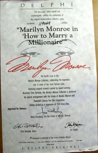 Marilyn Monroe 1992 Collector Plate How to Marry a Millionaire Delphi Bradford 3