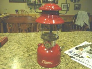 Vintage 1962 Coleman 200a Red Lantern With Globe Single Wick