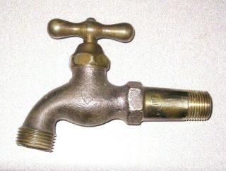 Vintage Solid Brass Arrowhead Water Hose Spigot Spout Faucet Garden Tap