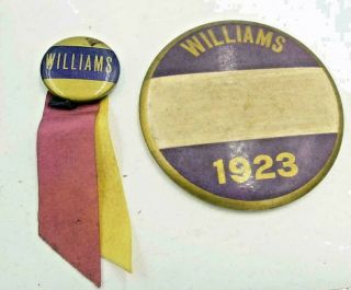Vintage 1923 Williams College Ephs Football Pinback Buttons With Ribbons