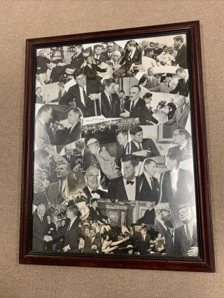Framed Collage Of Several Rare And Unique Photos Of John F.  Kennedy Jfk -