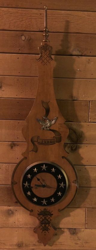Vintage Tell City Chair Banjo Wall Clock Eagle Stars 1776 Three Ft Tall