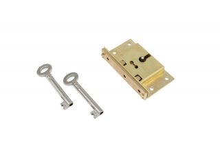 Half Mortise Lock Chest Trunk Medium Box Lock Solid Brass Cabinet Lock 2 Keys 2