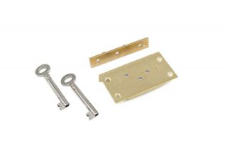 Half Mortise Lock Chest Trunk Medium Box Lock Solid Brass Cabinet Lock 2 Keys 3
