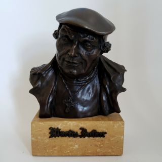 1988 J Paul Nesse Bronze Metal Sculpture Martin Luther Portrait Bust Vintage