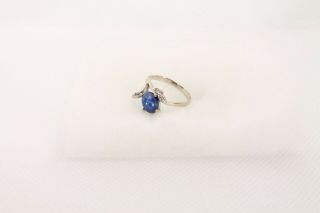 Vintage 14k White Gold Star Sapphire And Diamond Accent Ring
