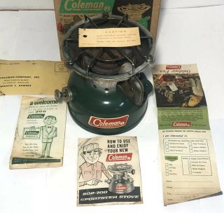 Vintage Coleman Sportster Stove 502 - 700 Green 1965 W/ Box Advertising Instruct
