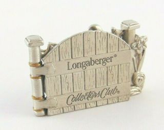 Longaberger Collectors Club Garden Opening Gate Pin Brooch Pewter Signed